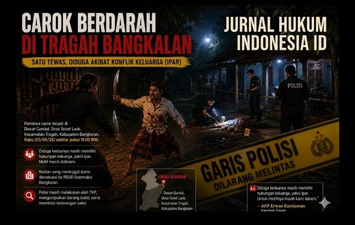 Carok di Tragah Bangkalan, Satu Tewas Bersimbah Darah Diduga Akibat Konflik Keluarga