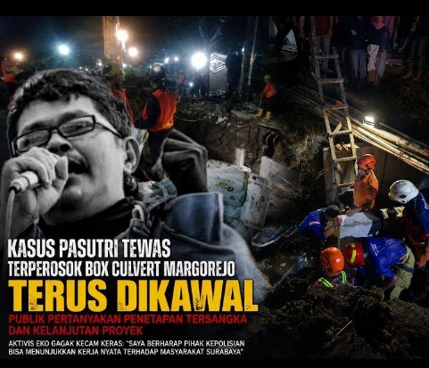 Kasus Pasutri Tewas Terperosok Box Culvert Margorejo Terus Dikawal, Publik Pertanyakan Penetapan Tersangka dan Kelanjutan Proyek