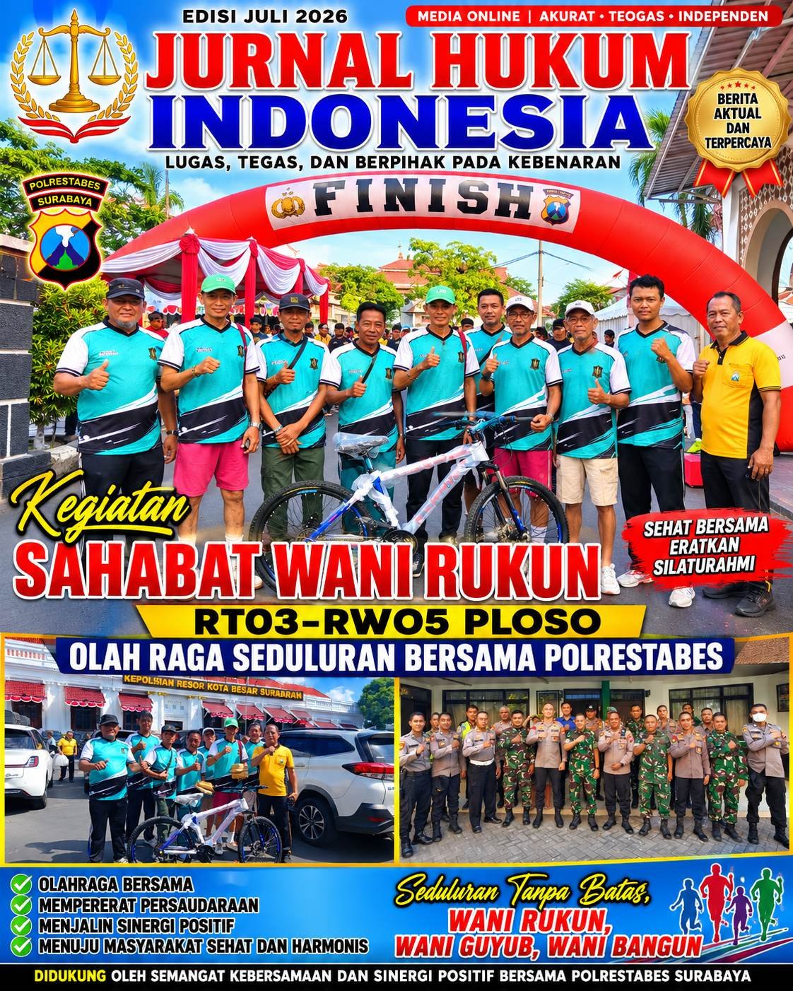 SAHABAT WANI RUKUN RT 03 RW 05 PLOSO Pererat Kebersamaan Melalui Olahraga Seduluran Bersama Polrestabes Surabaya