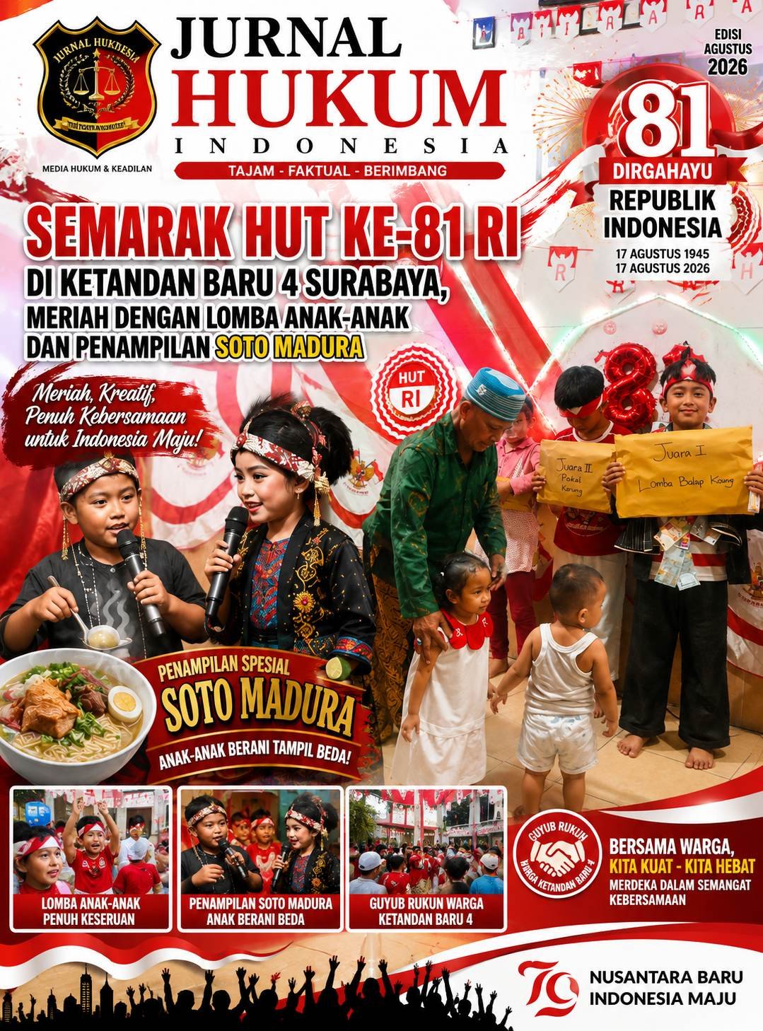 Semarak HUT ke-81 RI di Ketandan Baru 4 Surabaya, Meriah dengan Lomba Anak-Anak dan Penampilan Soto Madura
